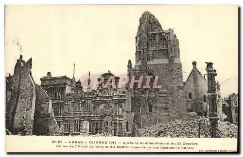 Cartes postales Militaria Arras Apres le Bombardement du 21 octobre