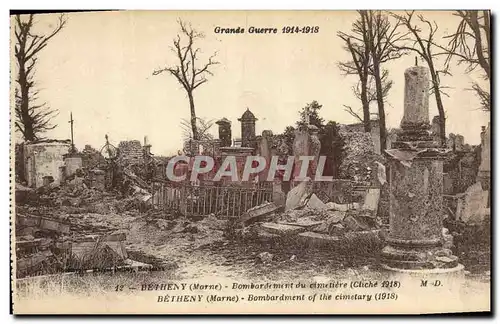 Cartes postales Militaria Betheny Bombardement du cimetiere