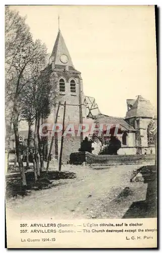 Ansichtskarte AK Militaria Arvillers L Eglise detruite sauf le Clocher