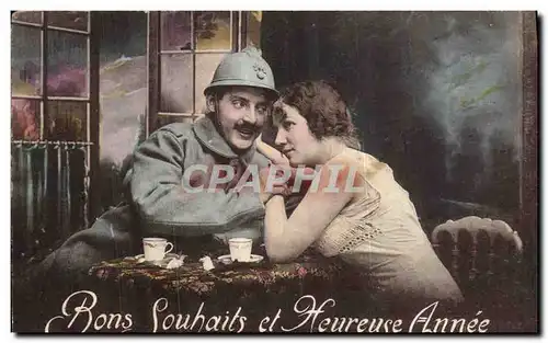 Cartes postales Militaria Bons Souhaits et Heureuse Annee Femme