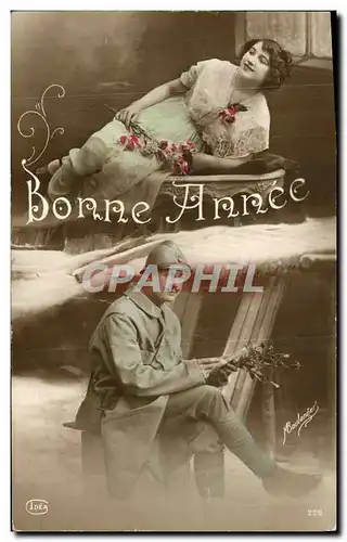 Cartes postales Militaria Bonne Annee Femme