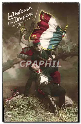 Cartes postales Militaria La Defense Du Drapeau