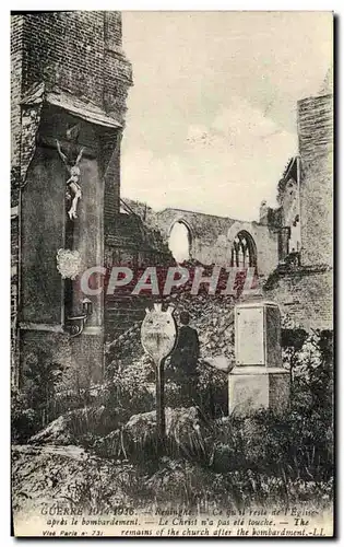 Cartes postales Militaria Reningue L eglise apres el bombardement