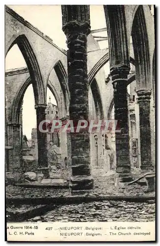 Cartes postales Militaria Nieuport L Eglise detruite