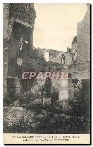 Ansichtskarte AK Militaria La Grande Guerre Front Belge Interieur de L Eglise de Reninghe