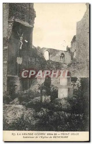 Cartes postales Militaria La Grande Guerre Front Belge Interieur de L Eglise de Reninghe