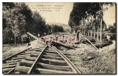 Cartes postales Militaria La Grande Destruction d une Voie Ferree sur le Nord pres de Pecquigny