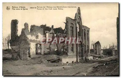 Ansichtskarte AK Militaria Ruines d Ypres Ruines de l abbaye des Benedictins irlandaises