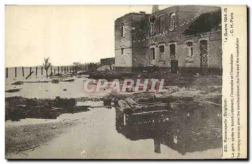 Cartes postales Militaria Ramscapelle Belgique La gare apres le bombardement l incendie et l inondation