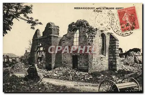 Ansichtskarte AK Militaria Meharicourt apres la Grande geurre L Eglise