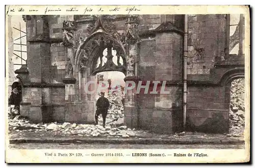 Ansichtskarte AK Militaria Lihons Ruines de L Eglise