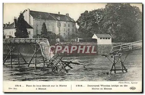 Ansichtskarte AK Militaria Pont de Bois Detruit sur la Marne Meaux