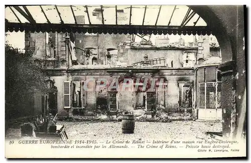 Cartes postales Militaria Guerre Europeenne Le crime de Reims de Interieur d une maison Rue Eugene Desteuque