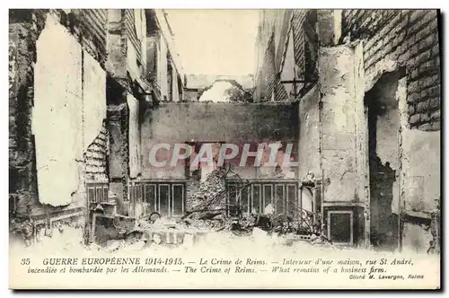 Ansichtskarte AK Militaria Guerre Europeenne Le crime de Reims Interieur d une maison Rue St Andre