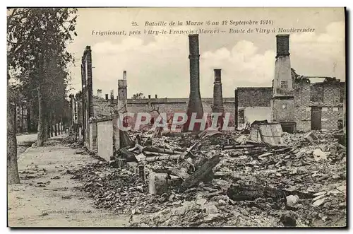 Cartes postales Militaria Frignicourt pres Vitry le Francois Route de Vitry a Moutierendier