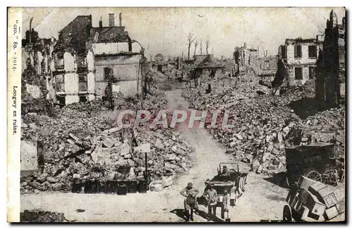 Cartes postales Militaria Longwy en ruines