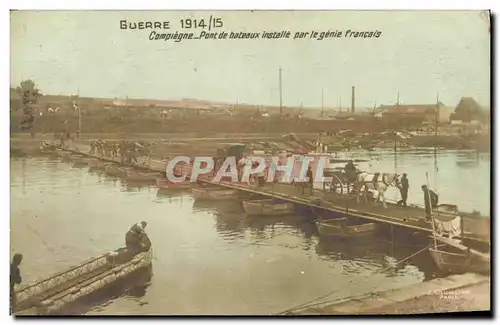 Ansichtskarte AK Militaria Guerre Compiegne Pont de Bateaux installe par le Genie Francais