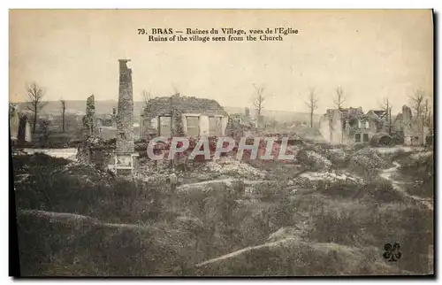 Cartes postales Militaria Bras Ruines de Village Vues de L Eglise