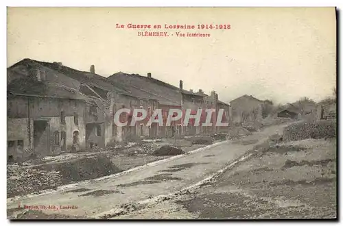 Cartes postales Militaria La Guerre en Lorraine Blemerey Vue Interienre