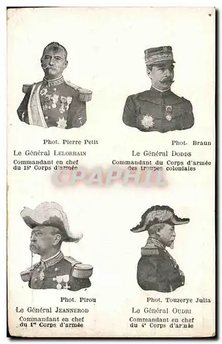 Cartes postales Militaria Le General Lelorrain Dodds Jeannerod Oudri