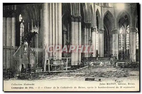 Cartes postales Militaria Reims Choeur de la Cathedrale de Remis