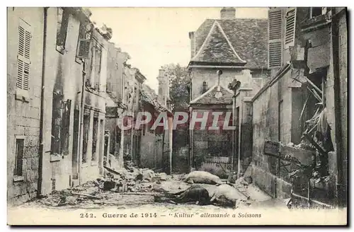 Cartes postales Militaria Guerre Soissons kultur Allemande