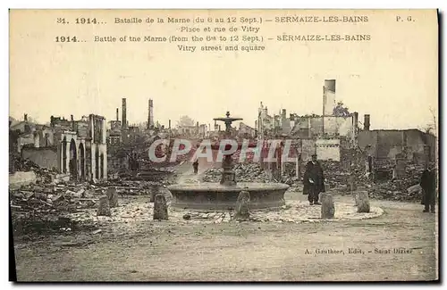 Cartes postales Militaria Sermaize Les Bains Ruines Place et rue de Vitry