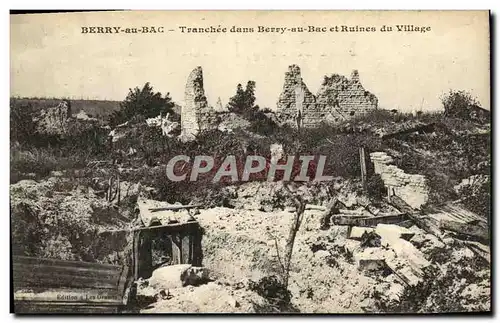 Cartes postales Militaria Berry au Bac Tranchee dans Berry au Bac et Ruines du Village