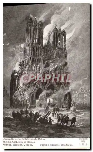 Cartes postales Militaria Reims Cathedrale