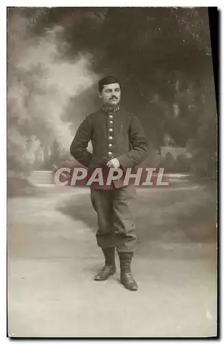 CARTE PHOTO Militaria Soldat 27eme cie Sens numero 168 sur le col