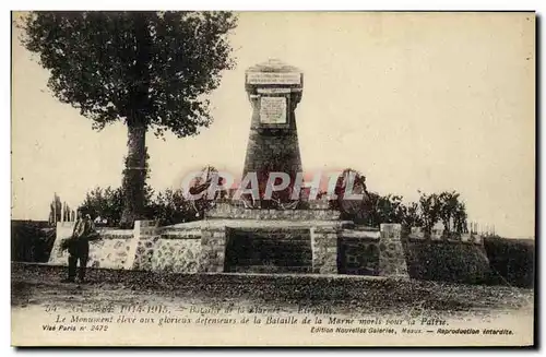 Cartes postales Militaria Guerre Le Monument eleve aux glorieux defenseurs de la bataille de la Marne Etrepilly