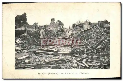 Cartes postales Militaria Rollot Somme La Rue De L Eglise