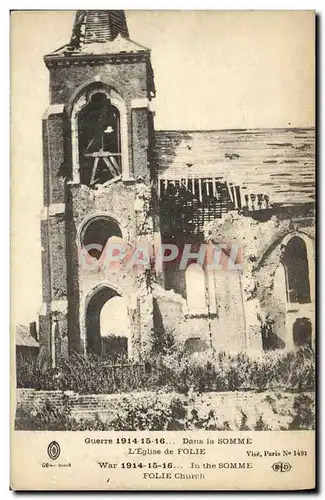 Ansichtskarte AK Militaria Guerre Dans La Somme L Eglise de Folie