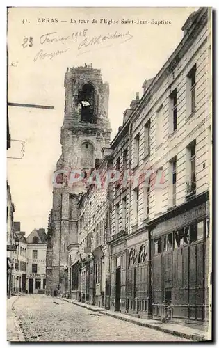 Cartes postales Militaria Arras La Tour de L Eglise Saint Jean Baptiste