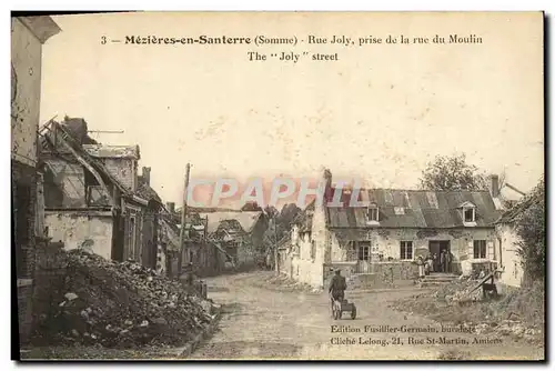 Cartes postales Mezieres en Santerre Rue Joly prise de la rue du Moulin Militaria