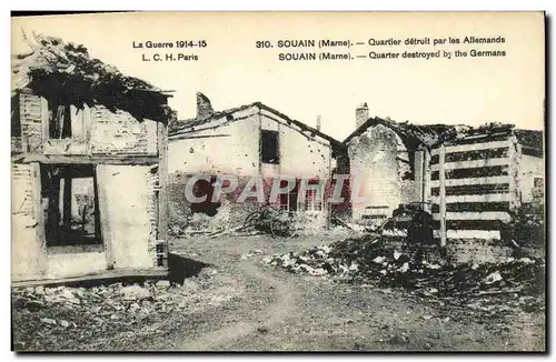 Cartes postales Souain Quarter detruit par les allemands Militaria