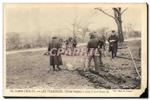 Cartes postales Les Tranchees Offcier tracant le plan d une tranchee Militaria