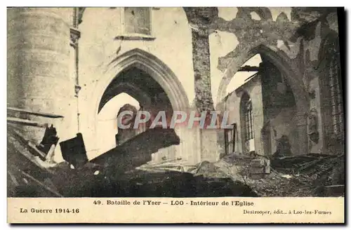 Cartes postales Bataille de l Yser Loo Interieur de l Eglise Militaria