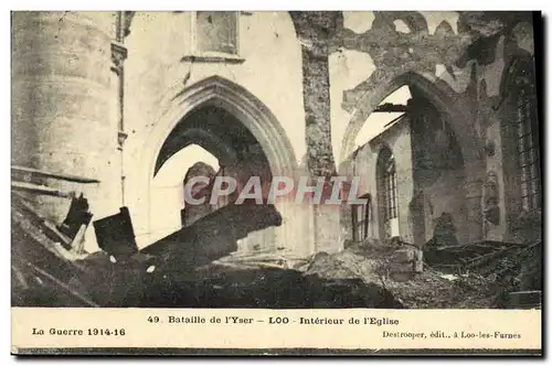 Cartes postales Bataille de l Yser Loo Interieur de l Eglise Militaria