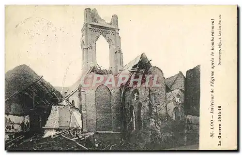Cartes postales Loo Interieur de l Eglise apres le bombardement Militaria