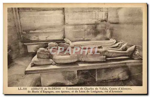 Ansichtskarte AK Abbaye de St Denis Tombeaux de charles de Valois Comte d alencon et Marie d Espagne Leon de Lusi