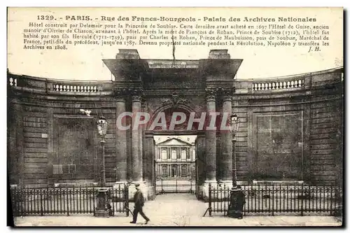 Cartes postales Paris Rue des Francs Bourgeois Palais des Archives Nationales