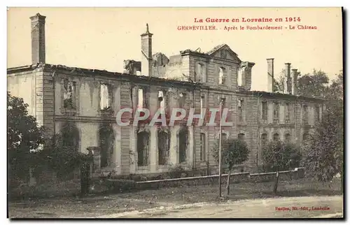 Cartes postales Gerbeviller Aperes le bombardement Le chateau Militaria