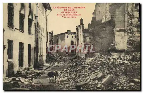 Cartes postales Gerbeviller Apres le Bombardement Vue interieure Militaria