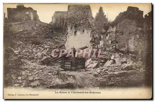 Cartes postales Les Ruines de Clermont en Argonne Militaria