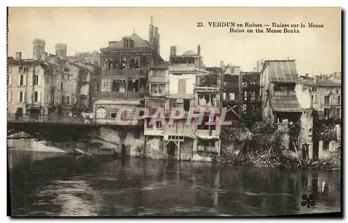 Cartes postales Verdun en Ruines Sur la Meuse Militaria