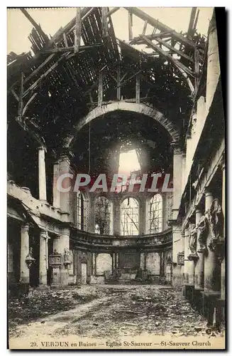 Cartes postales Militaria Verdun en Ruines Eglise St Sauveur