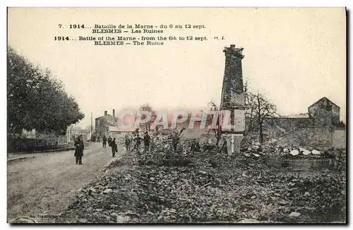 Cartes postales Militaria Bataille de la Marne Blesmes Les ruines