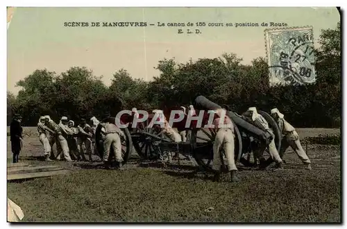 Cartes postales Militaria Scenes De Manoeuvres Le Canon de 155 court en position de route