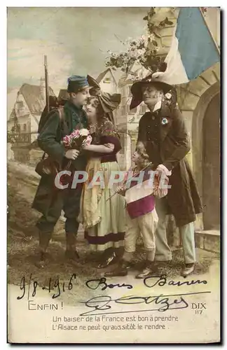 Cartes postales Militaria Un Baiser de la France Alsace